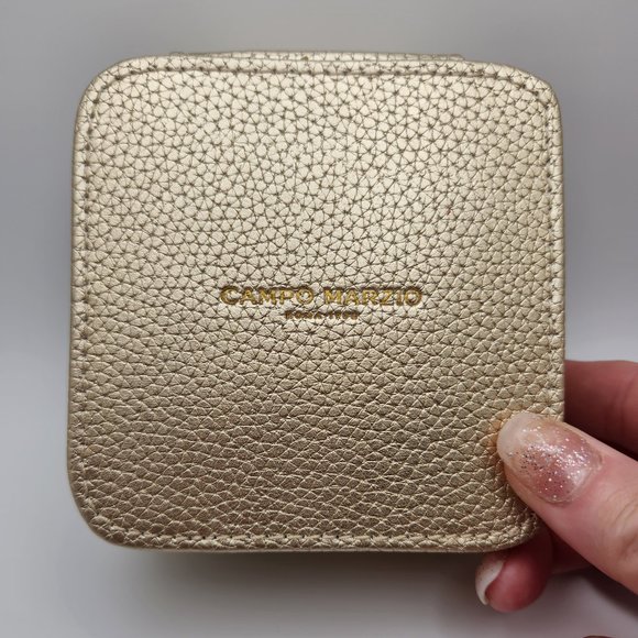 Leather Travel Jewelry Box by Italian Designer Campo Marizo - Gold - Picture 5 of 10